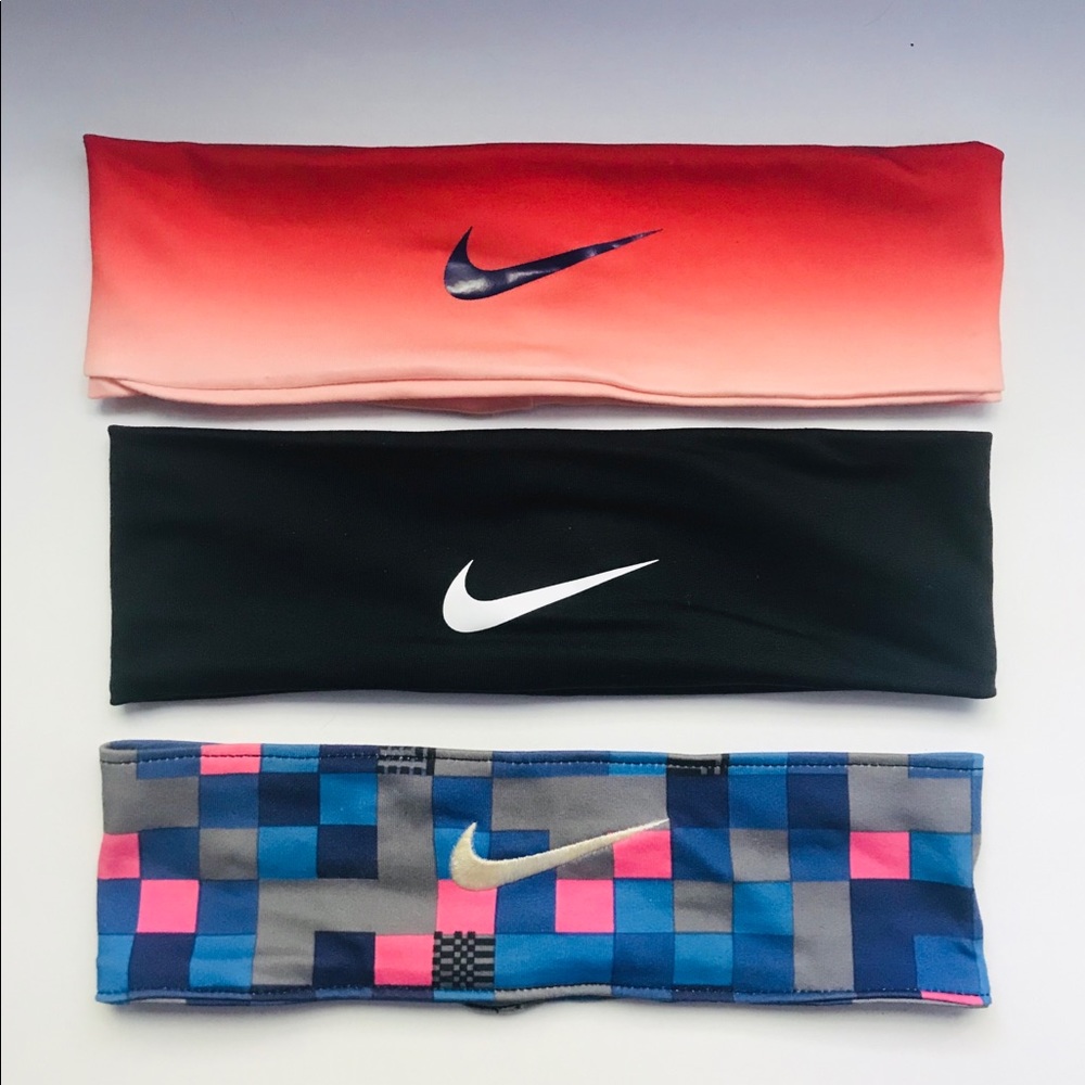 3 pack of thick nike headbands with gel